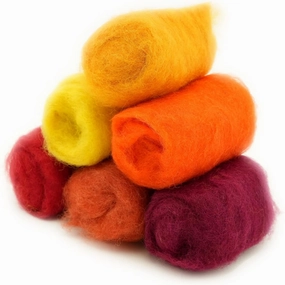 Woolbuddy Needle Felting Wool Roving Bag,Beautiful Roving Wool, Handmade Sheepwool, Zero Waste Kit, for Needle Felting Beginner and Adult, Wet Felting, Felting Supplies and Felting Soap (Red Orange)