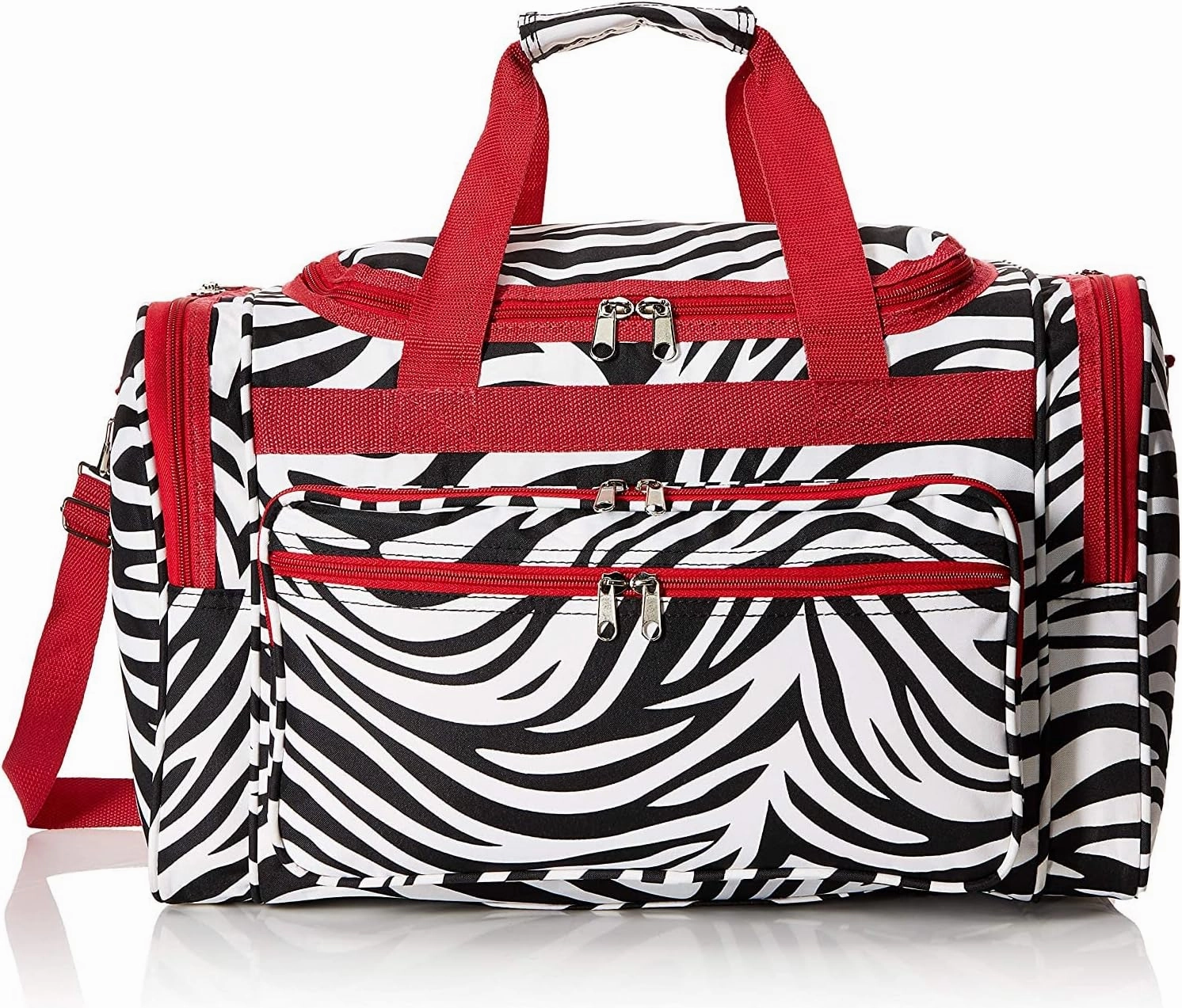 World Traveler Animal Prints 19-inch Duffel Bag, Red Trim Zebra