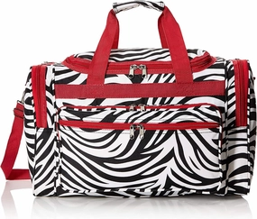 World Traveler Animal Prints 19-inch Duffel Bag, Red Trim Zebra