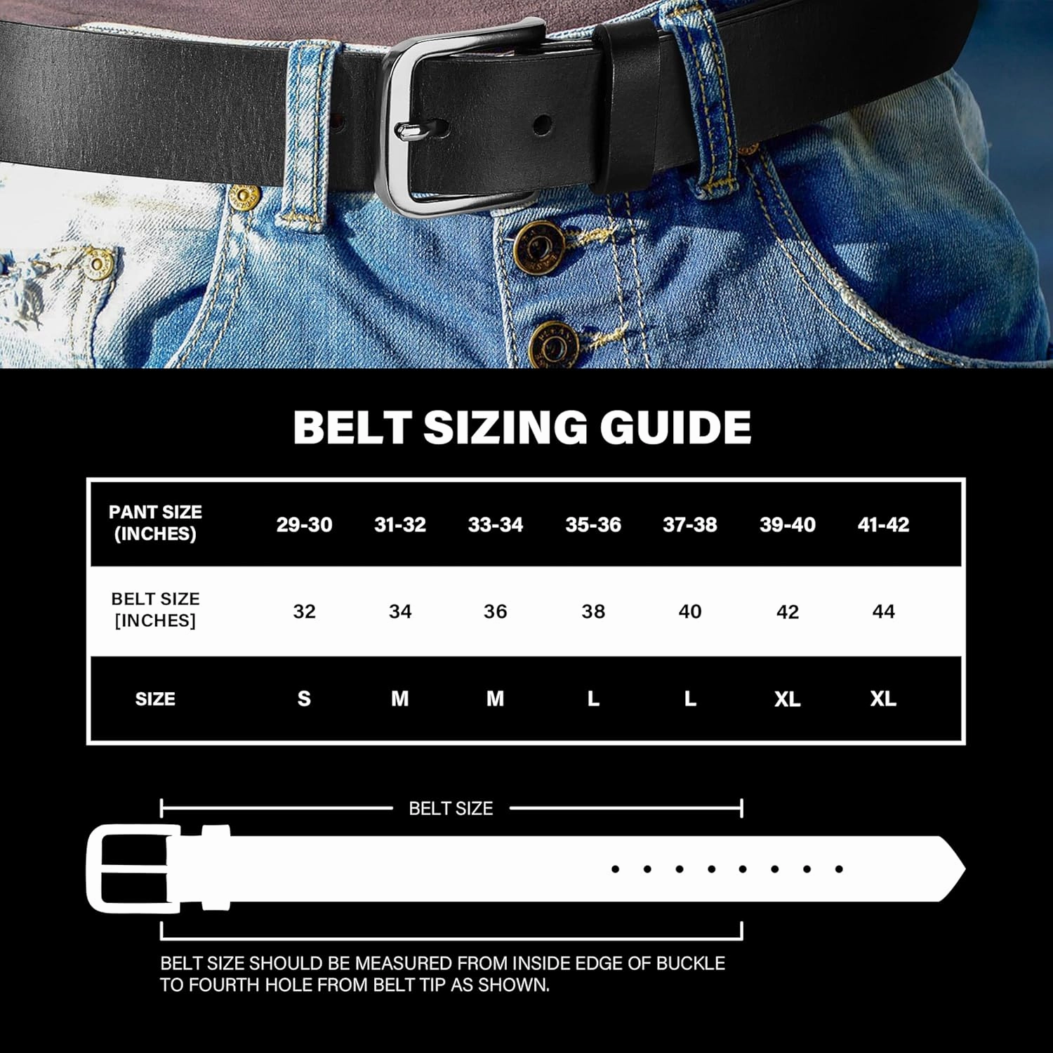 Wrangler Men’s Full Grain Genuine Leather 35mm Thick Casual Belt for Jeans, Pants
