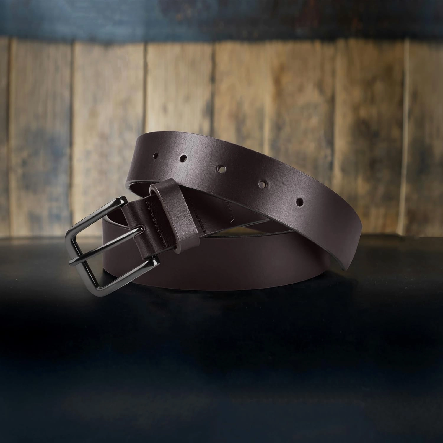Wrangler Men’s Full Grain Genuine Leather 35mm Thick Casual Belt for Jeans, Pants