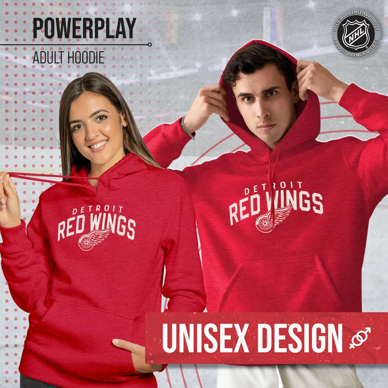 Wright & Ditson NHL Adult Unisex Powerplay Hooded Sweatshirt - Cotton Poly Fleece - Tagless and Comfortable