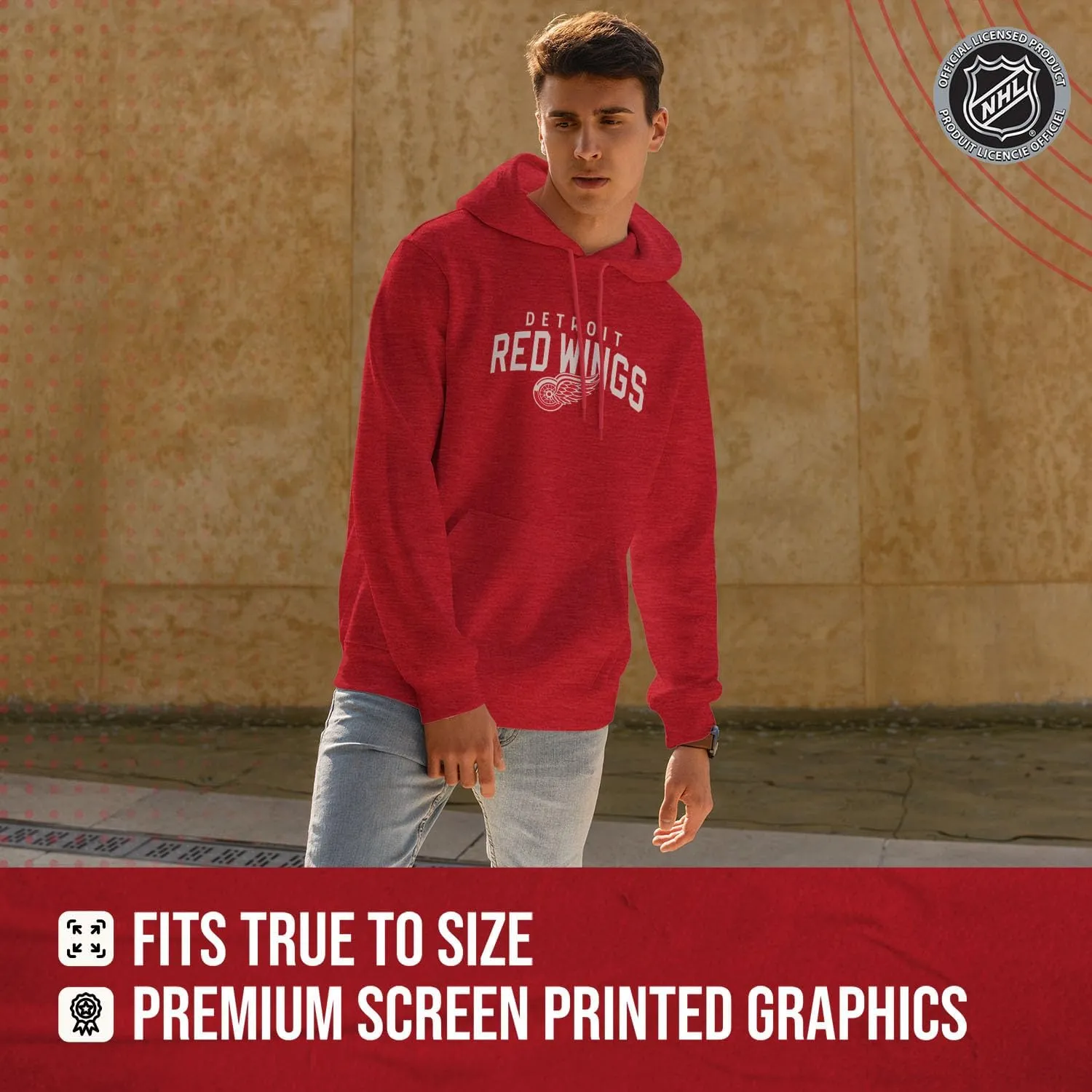 Wright & Ditson NHL Adult Unisex Powerplay Hooded Sweatshirt - Cotton Poly Fleece - Tagless and Comfortable
