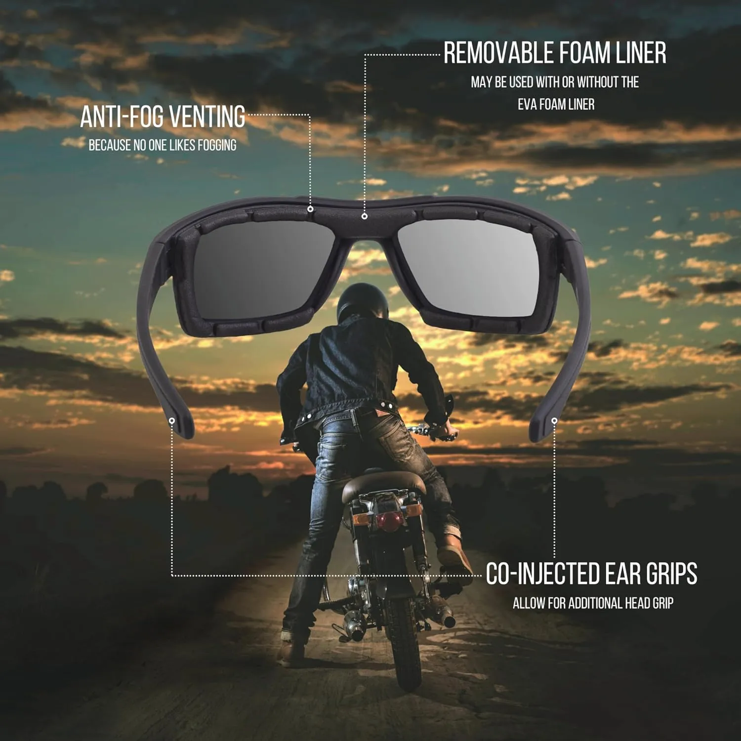 WYND Blocker Nova Motorcycle Riding Glasses Extreme Sports Wrap Dry Eye Sunglasses (Model 337)