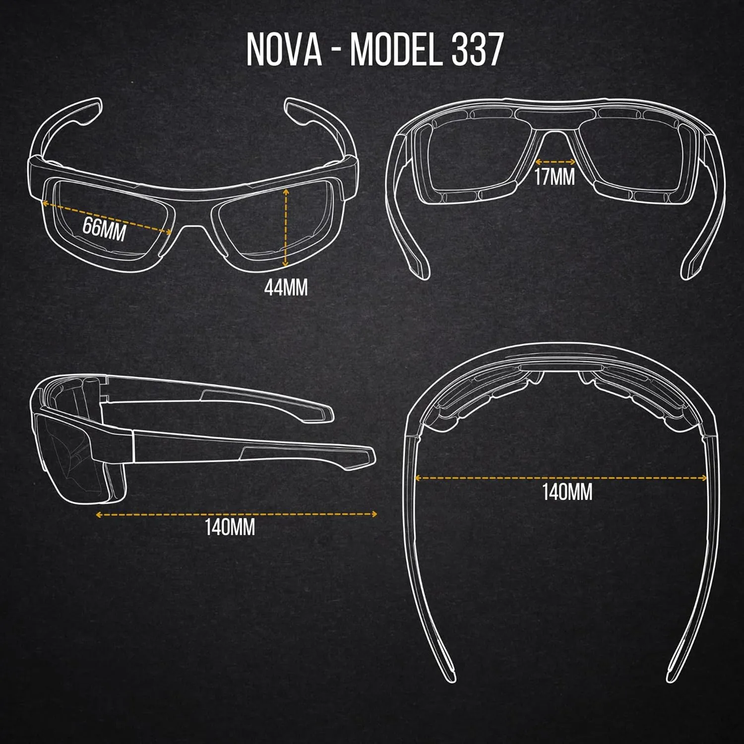 WYND Blocker Nova Motorcycle Riding Glasses Extreme Sports Wrap Dry Eye Sunglasses (Model 337)