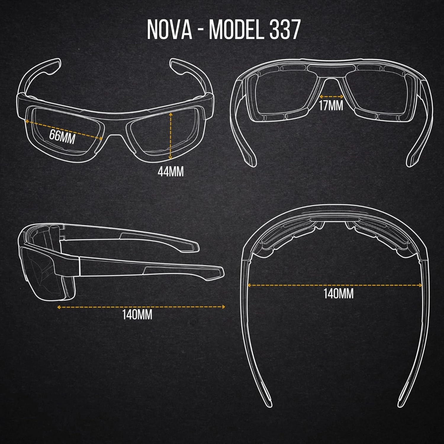 WYND Blocker Nova Motorcycle Riding Glasses Extreme Sports Wrap Dry Eye Sunglasses (Model 337)