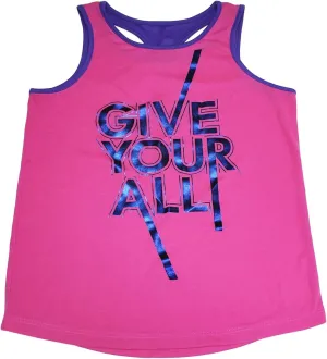 Xersion Girls Hot Pink Give Your All Shimmer Racerback Tank Top Shirt