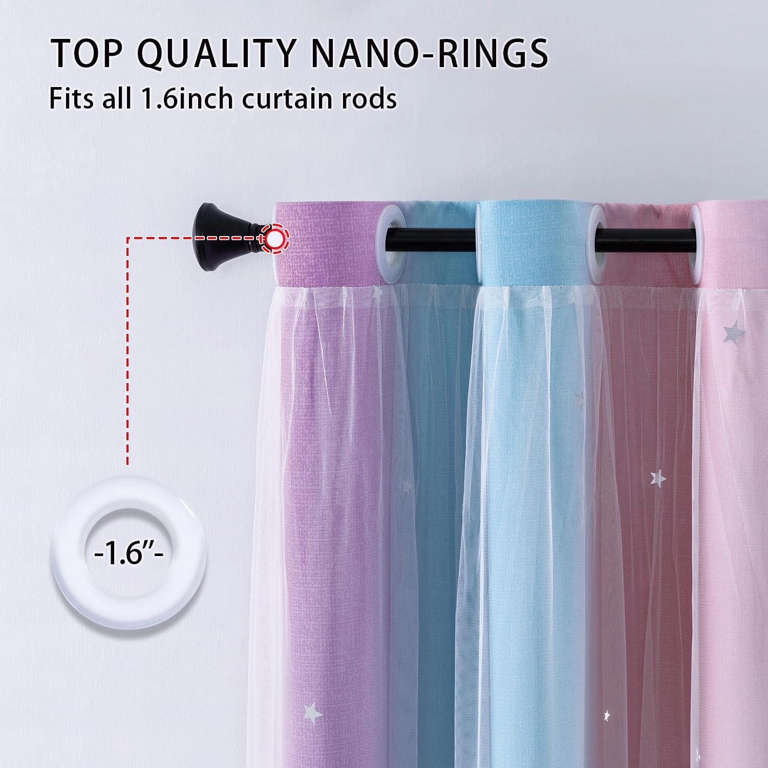 XiDi Purple Curtains for Bedroom, Blackout Curtain for Kids Room, Pink Curtain Double Layer Drapes 42 Inchs Long 34 inches Wide 1 Panel