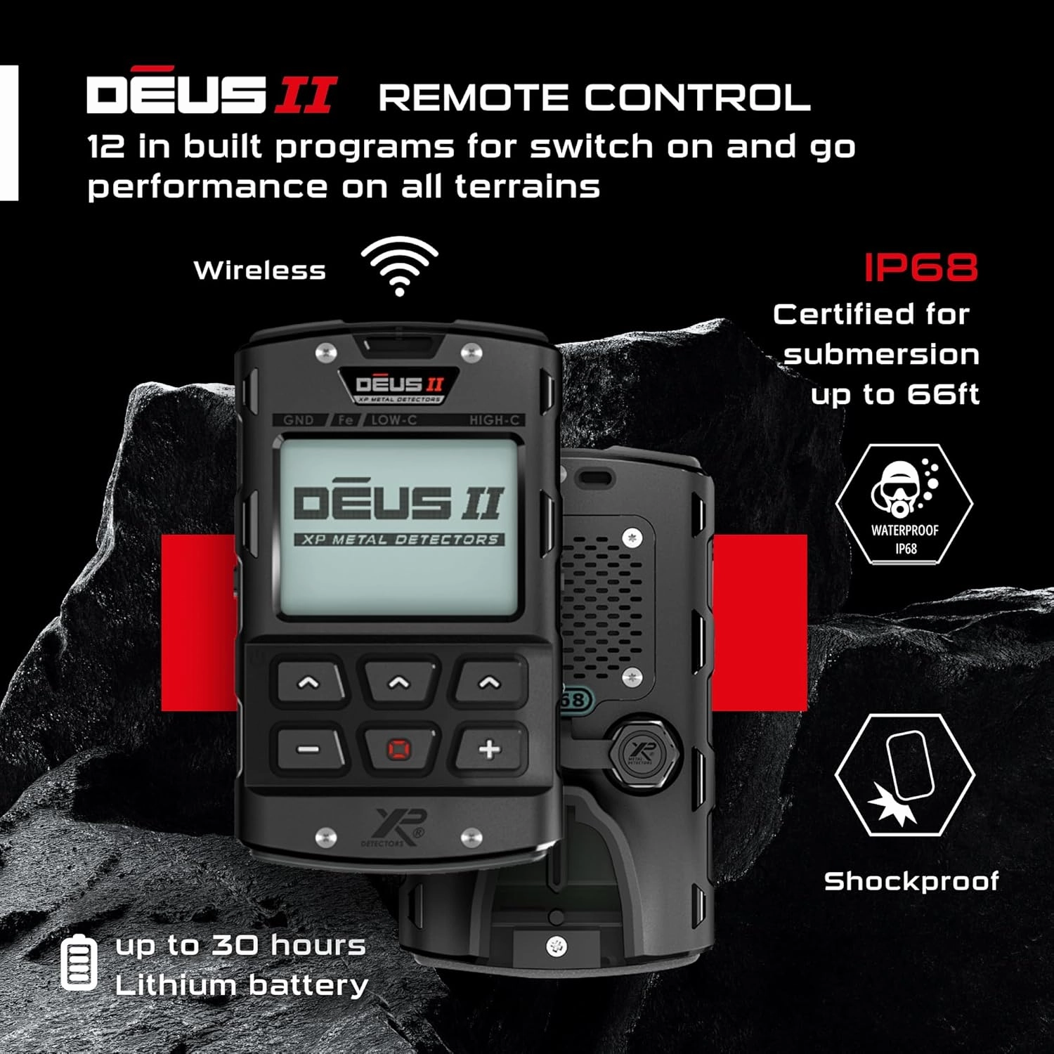 XP Metal Detectors Deus II RC - Waterproof and Multi Frequency, Ideal for Treasure and Relic Hunting - with 11" FMF Coil (28cm), Wireless Remote Control and S-Telescopic stem (DEUS2-28FMFRCEA)