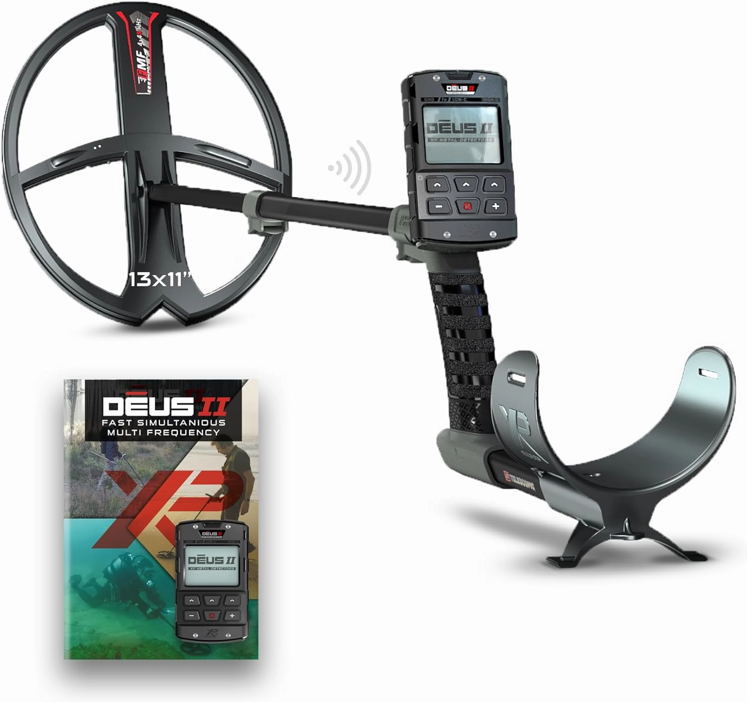 XP Metal Detectors Deus II RC - Waterproof and Multi Frequency, Ideal for Treasure and Relic Hunting - with 13x11'' FMF Coil (34x28cm), Wireless Remote Control and S-Telescopic stem (DEUS2-34FMFRCEA)