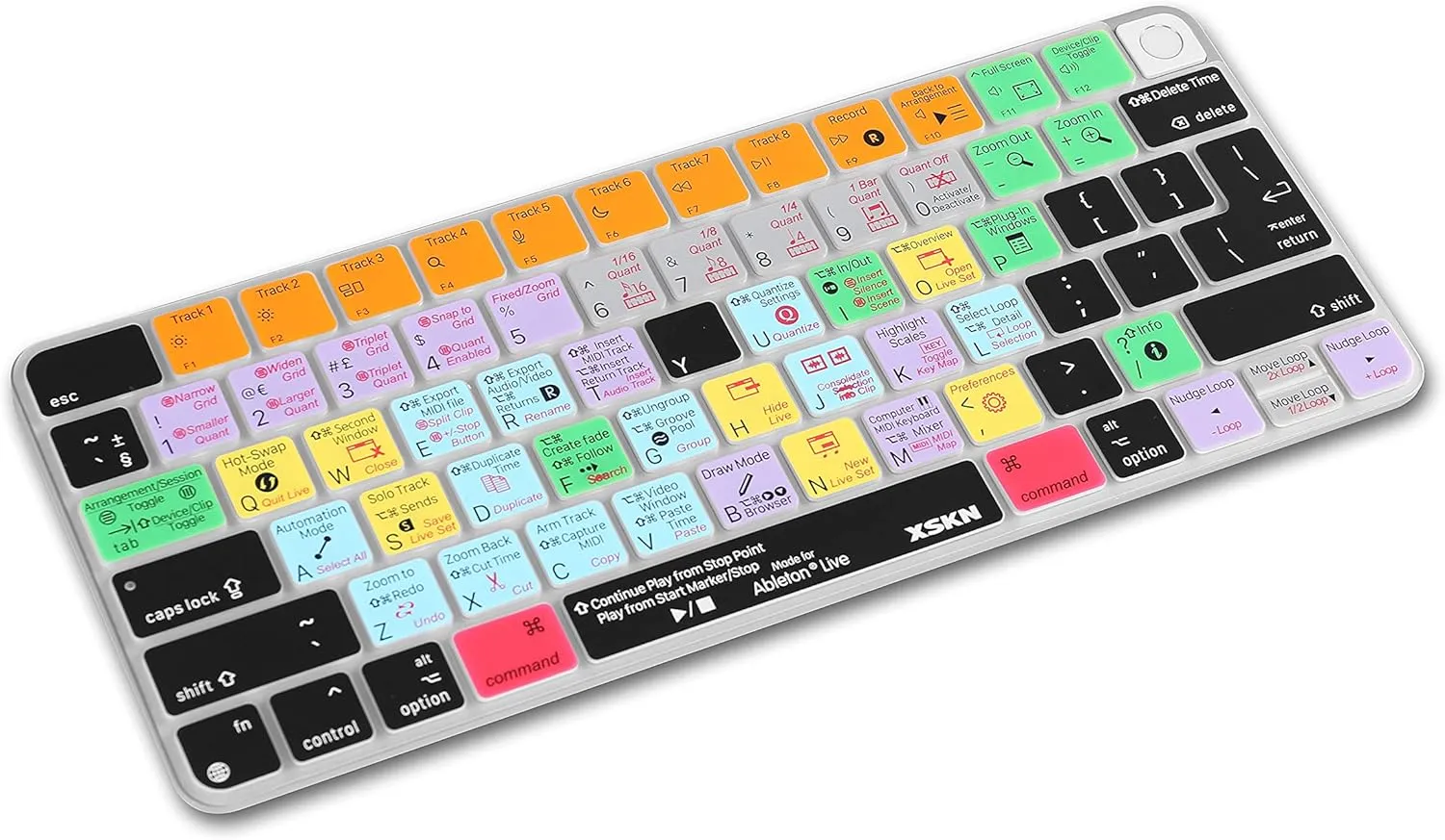 XSKN Shortcuts and Languages Series Silicone Keyboard Cover Skin for Apple 2021 Released iMac M1 Chip Magic with Touch ID A2449 Lock Key A2450 (EU&US Version Ableton Live) (SHK-370)