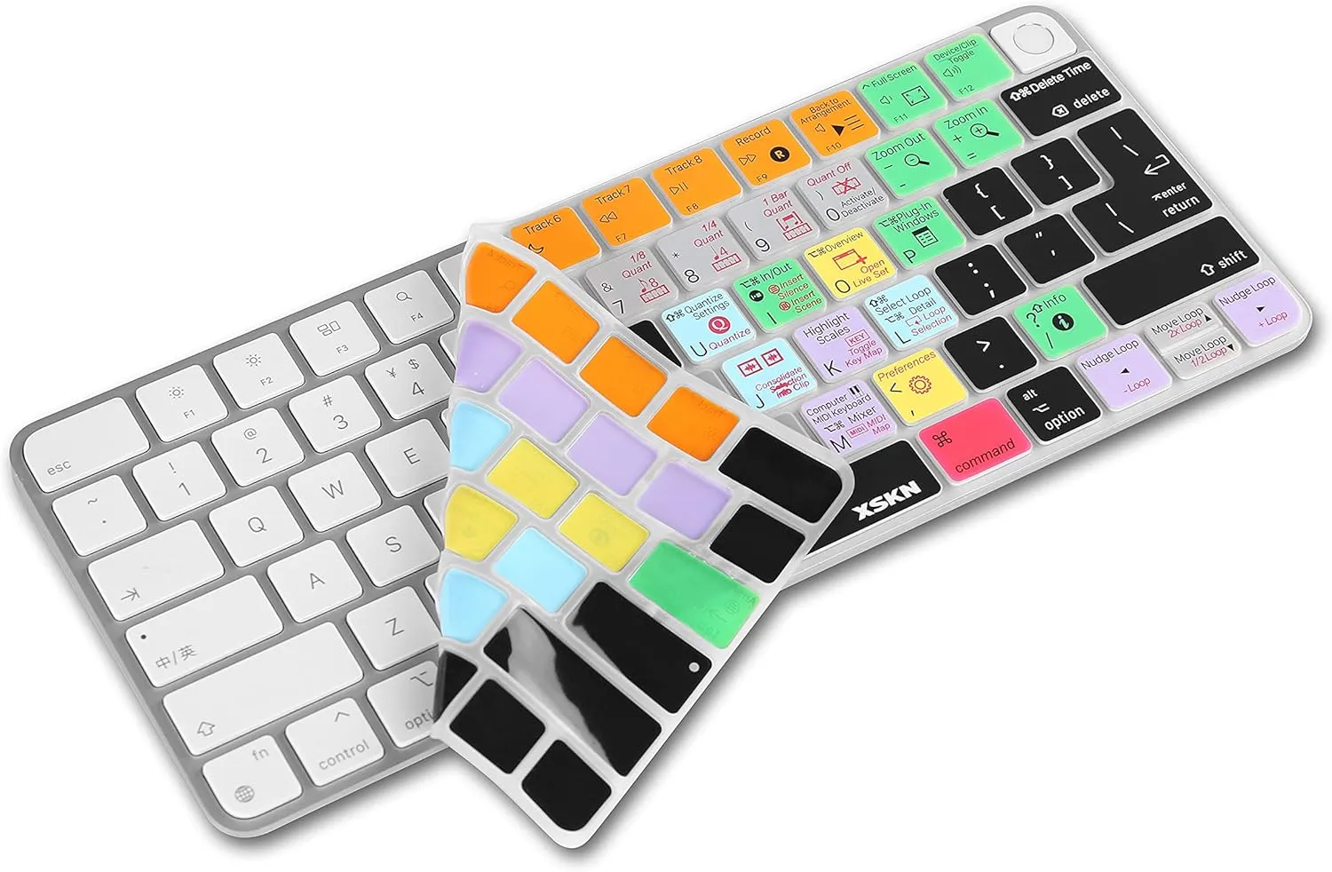XSKN Shortcuts and Languages Series Silicone Keyboard Cover Skin for Apple 2021 Released iMac M1 Chip Magic with Touch ID A2449 Lock Key A2450 (EU&US Version Ableton Live) (SHK-370)