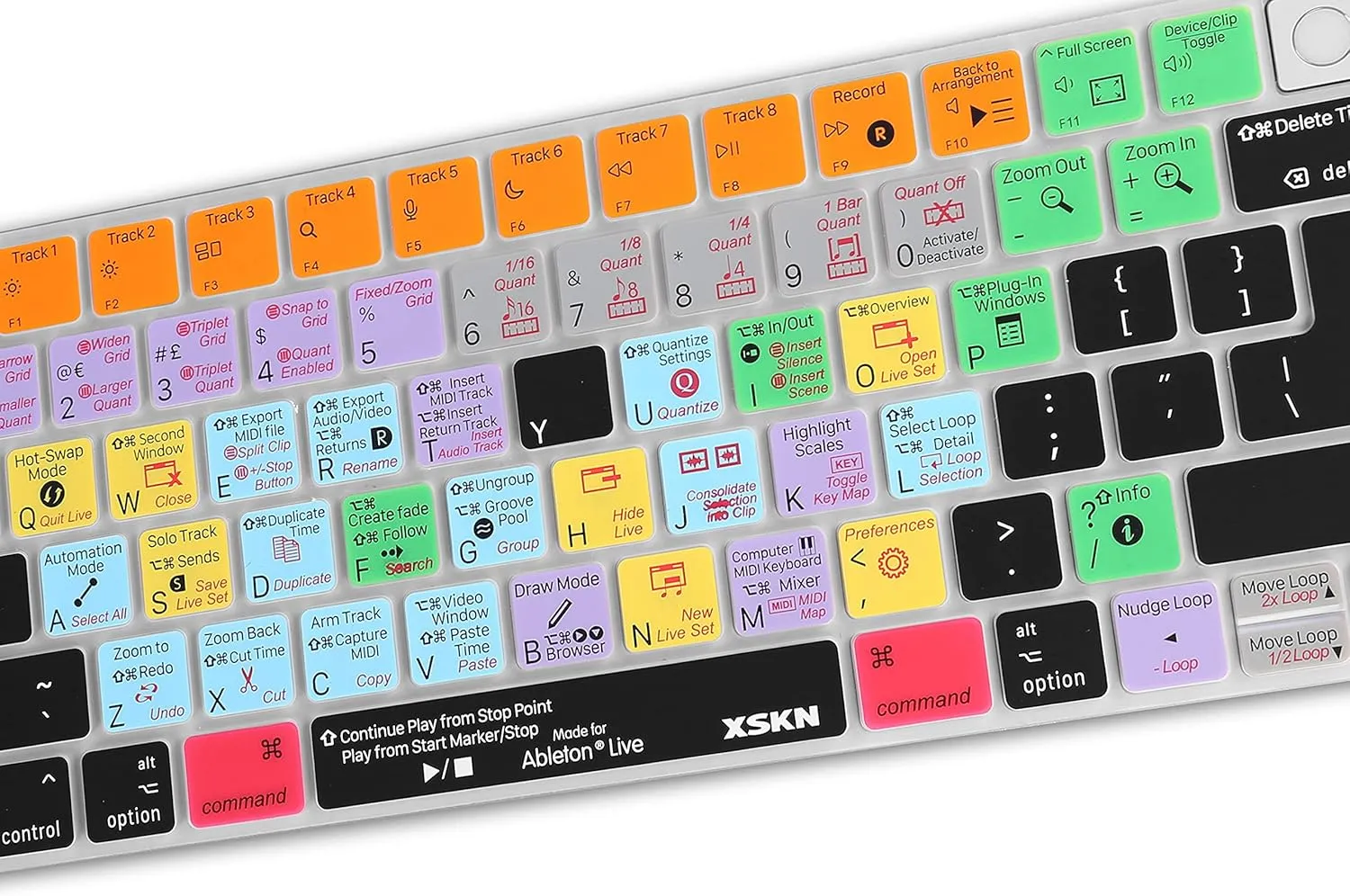 XSKN Shortcuts and Languages Series Silicone Keyboard Cover Skin for Apple 2021 Released iMac M1 Chip Magic with Touch ID A2449 Lock Key A2450 (EU&US Version Ableton Live) (SHK-370)
