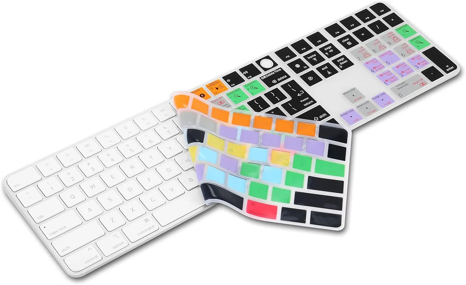 XSKN Shortcuts and Languages Silicone Keyboard Cover Skin Compatible with Apple 2021 iMac M1 Chip Magic Keyboard with Touch ID and Numeric Keypad A2520 Accessories (EU&US Version, Ableton Live)