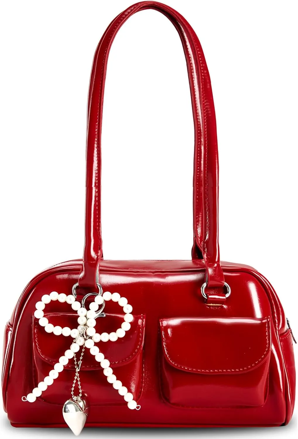Y2k Shoulder Bag Purse For Women,Japanese Ita Bag Cute Red Shoulder Bag With Pendant,Trendy Coquette Purse Retro Satchel Bag