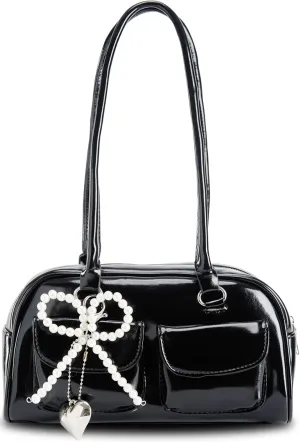 Y2k Shoulder Bag Purse For Women,Japanese Ita Bag Cute Red Shoulder Bag With Pendant,Trendy Coquette Purse Retro Satchel Bag