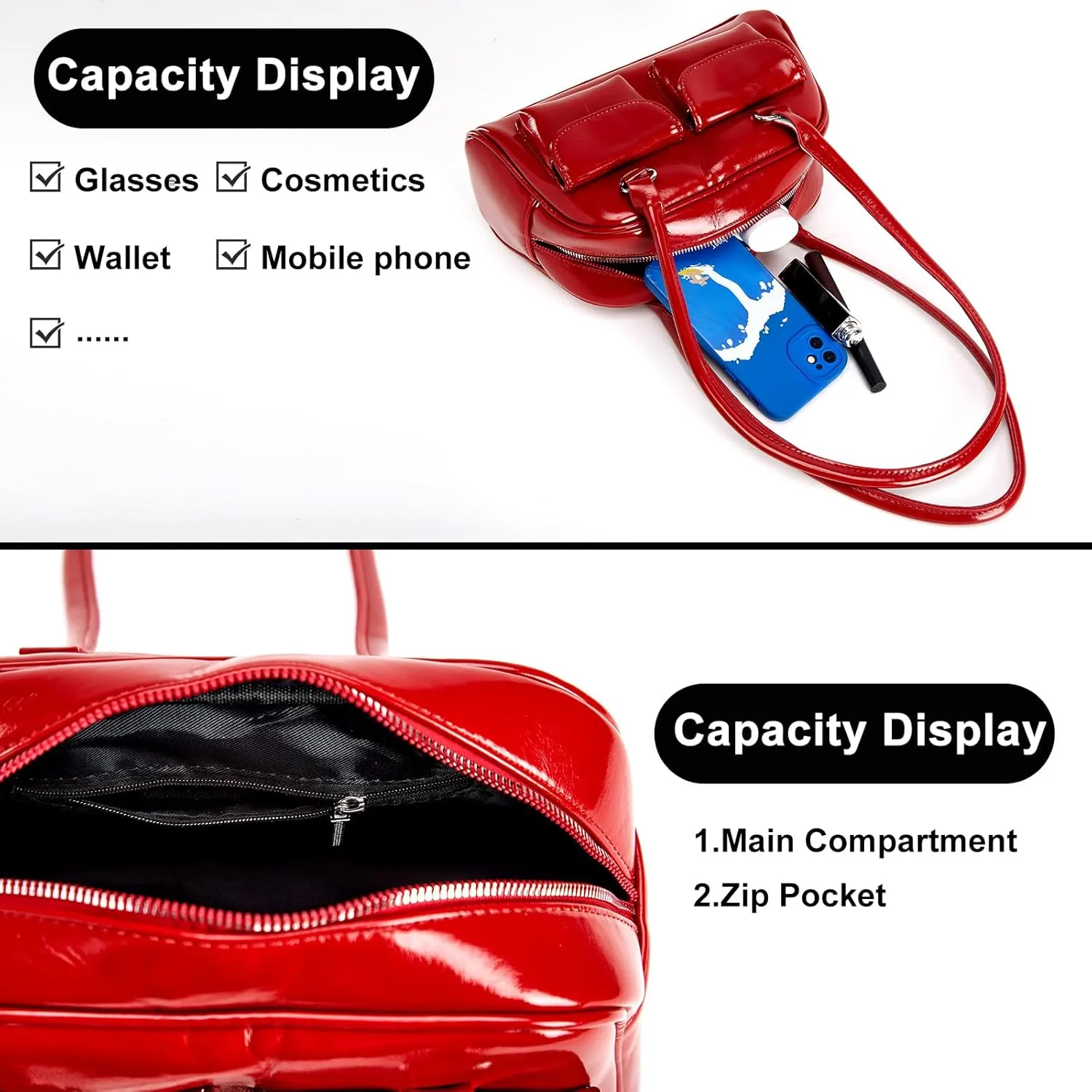 Y2k Shoulder Bag Purse For Women,Japanese Ita Bag Cute Red Shoulder Bag With Pendant,Trendy Coquette Purse Retro Satchel Bag