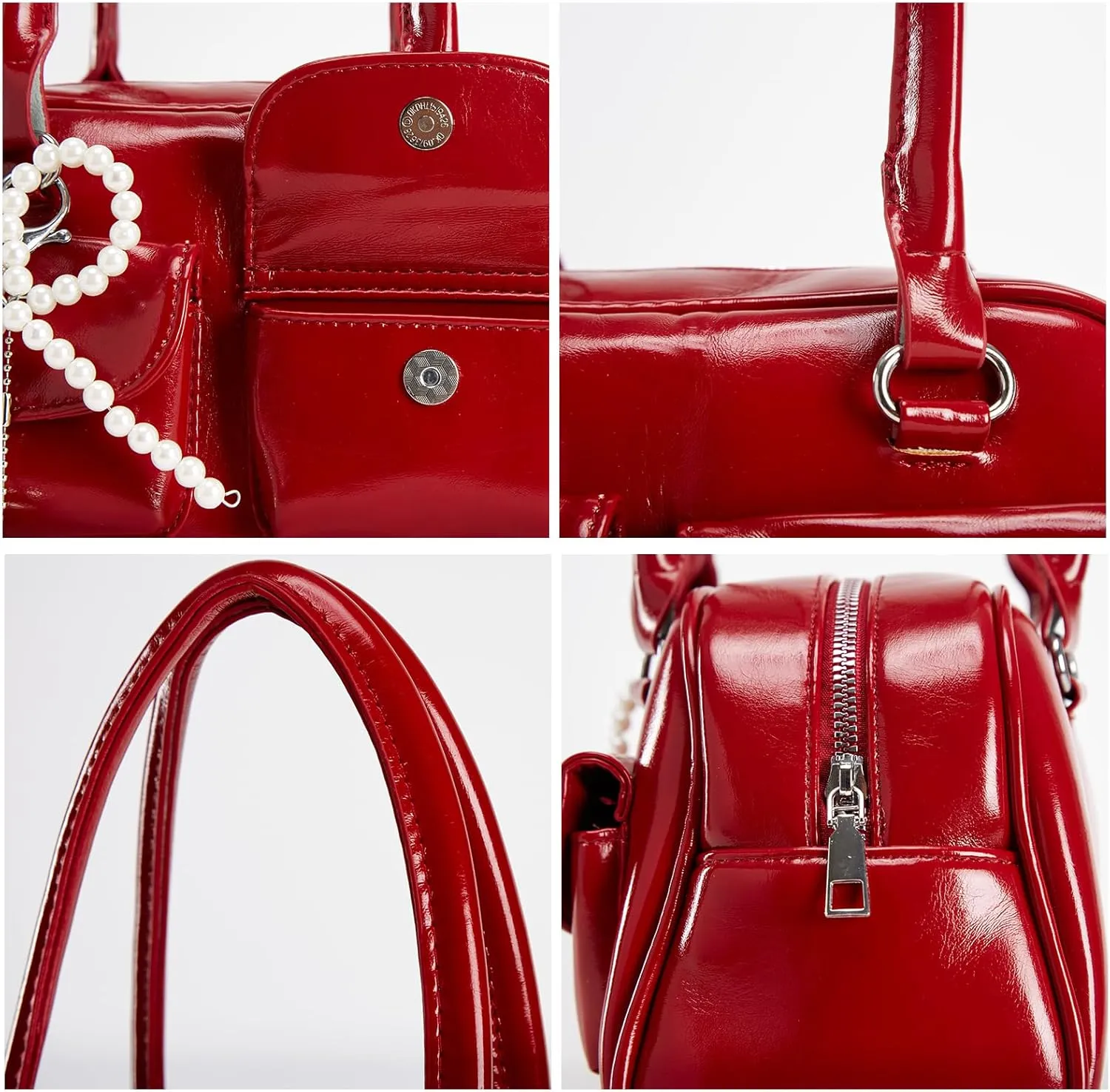Y2k Shoulder Bag Purse For Women,Japanese Ita Bag Cute Red Shoulder Bag With Pendant,Trendy Coquette Purse Retro Satchel Bag
