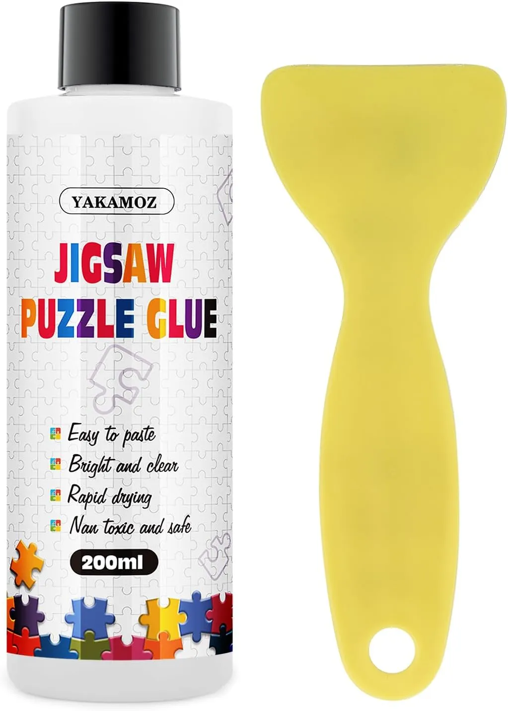 YAKAMOZ Updated Jigsaw Puzzle Glue with Applicator for Adults Clear Water-Soluble Special Craft Puzzle Glue, Non-Toxic and Quick Dry for 3000/4500/5000 Pieces of Puzzle,200ML