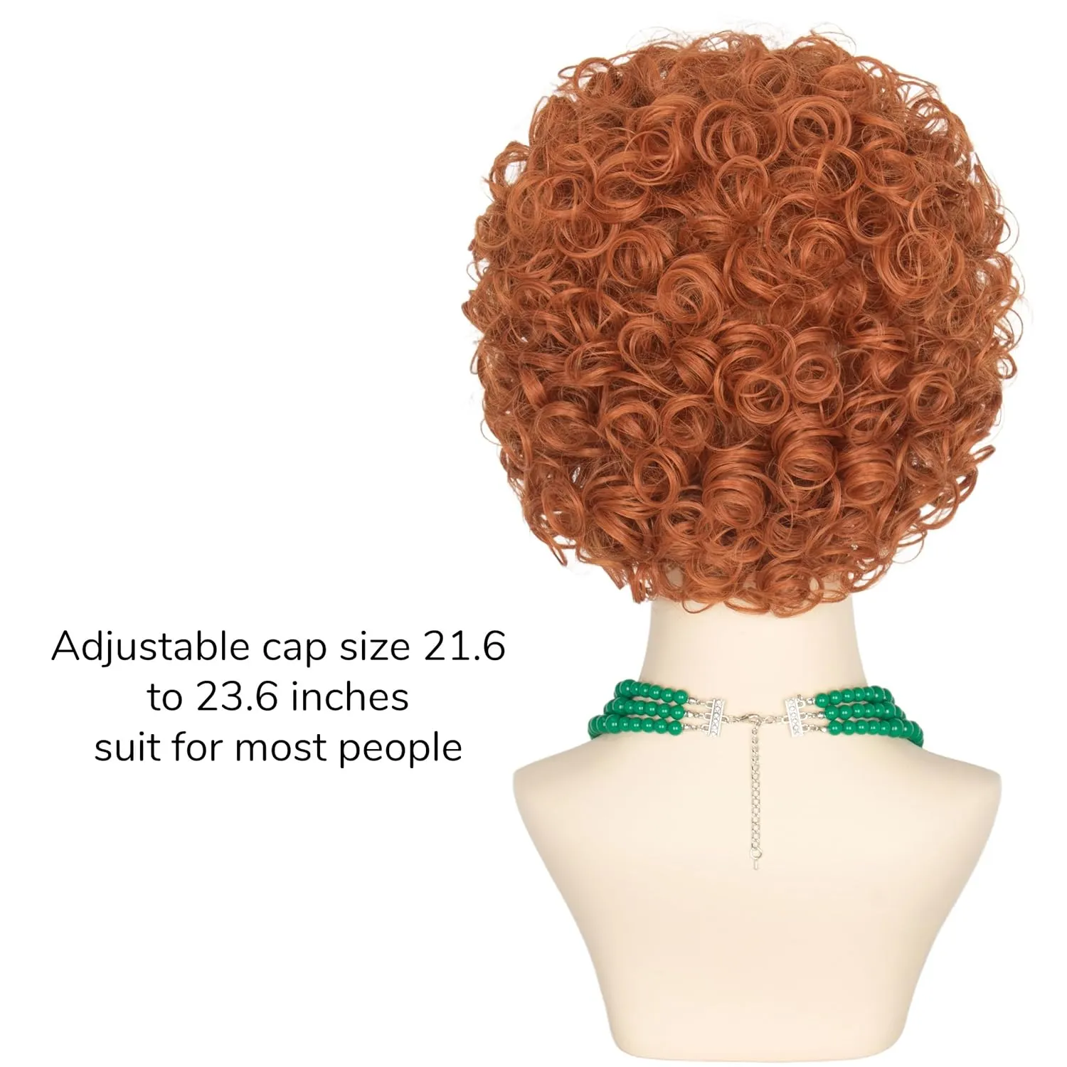 Yan Dream Women Short Curly Red Brown Wig and Glasses Green Oversized Jewelry Set Party Cosplay Wig