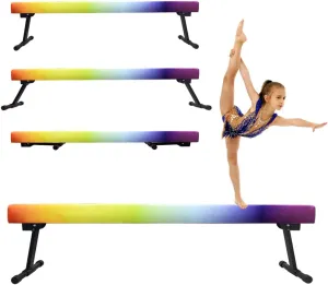 YANGG 6FT/8FT Gymnastic Balance Beam,Adjustable High and Low Level Floor Beam - Highly Stable - Gym Practice Training Equipment for Kids Children Girls Home (Grey, 8 FT)