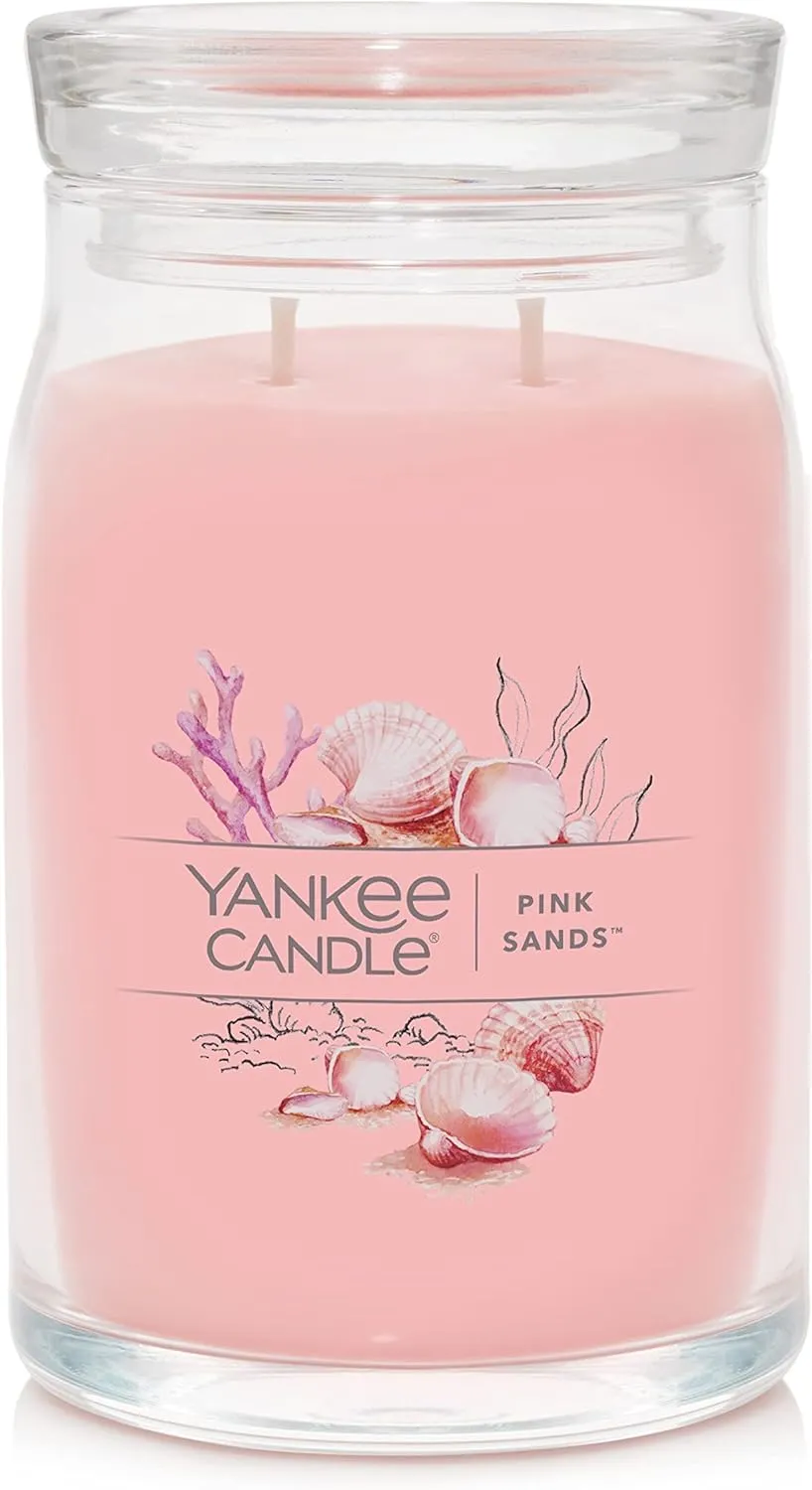 Yankee Candle Pink Sands Scented, Signature 20oz Large Jar 2-Wick Candle, Over 60 Hours of Burn Time