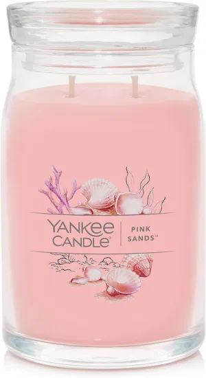 Yankee Candle Pink Sands Scented, Signature 20oz Large Jar 2-Wick Candle, Over 60 Hours of Burn Time