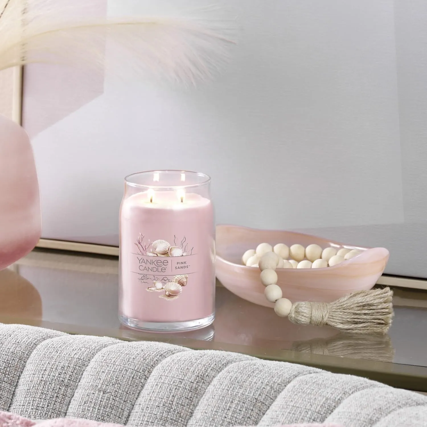Yankee Candle Pink Sands Scented, Signature 20oz Large Jar 2-Wick Candle, Over 60 Hours of Burn Time
