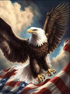 YEEIFFD Eagle American Flag Diamond Art Painting Kits for Adult, Flag 5D Diamond Art for Adults, Round Drill Painting by Diamonds Art and Crafts for Home Wall Decor Gift 12x16 Inch