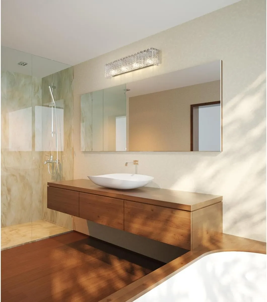 Z-Lite 1943-4V-BN Glacier - 4 Light Bath Vanity-7 Inch Tall and 31.25 Inch Wide, Finish Color: Brushed Nickel