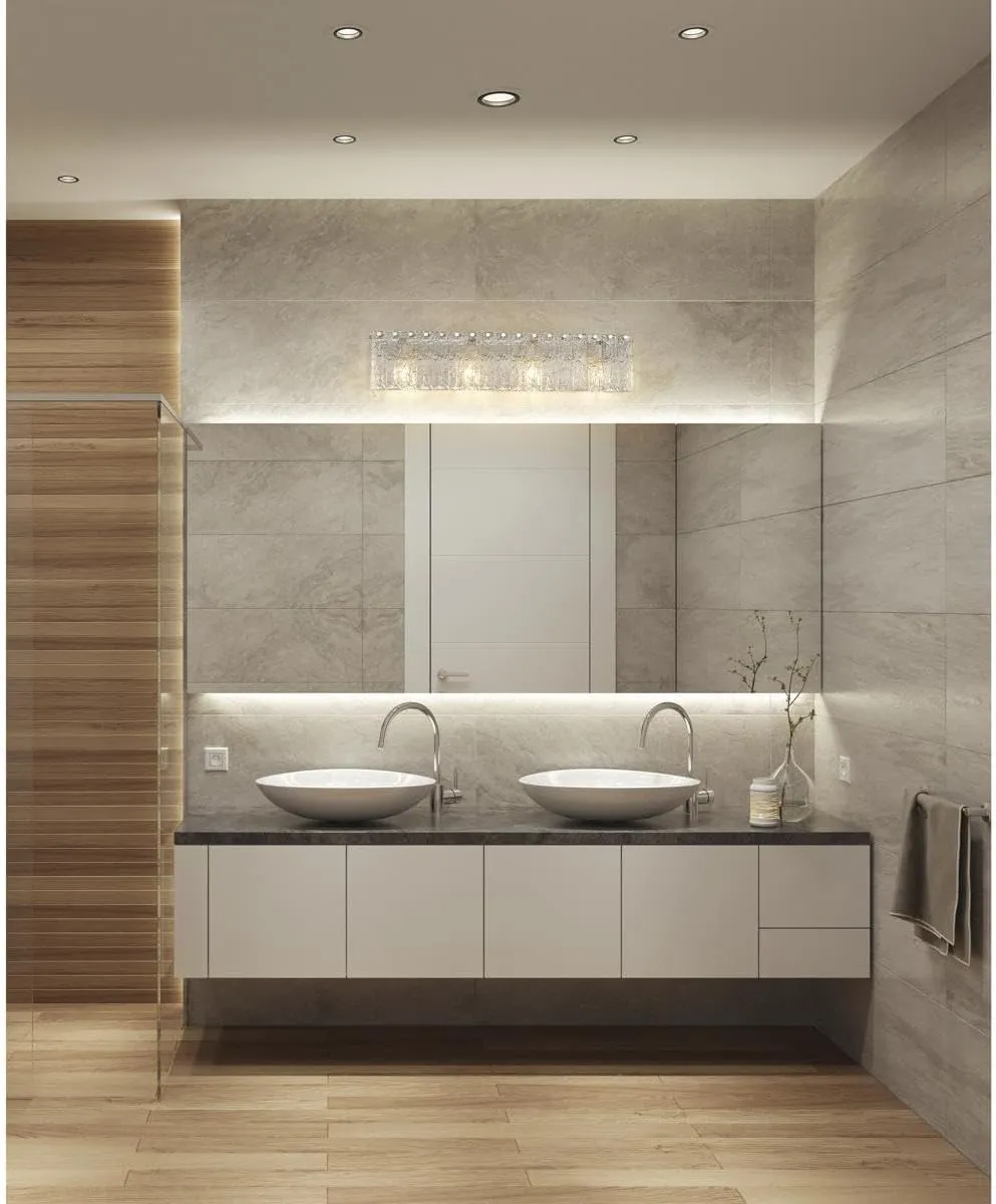 Z-Lite 1943-4V-BN Glacier - 4 Light Bath Vanity-7 Inch Tall and 31.25 Inch Wide, Finish Color: Brushed Nickel