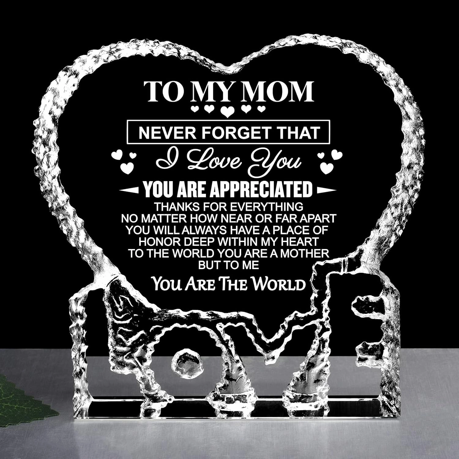 ZHSHWAT Mothers Day Birthday Gifts for Mom, K9 Crystal Keepsake Gift from Daughter Son for Mom，Fathers Day Anniversary Birthday Present for Mother