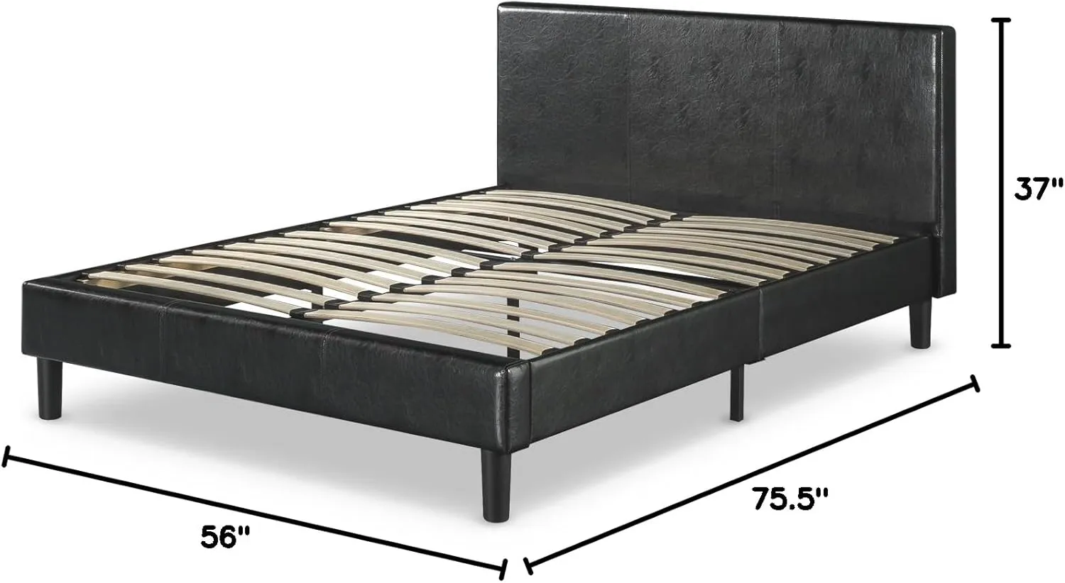 ZINUS Jade Faux Leather Upholstered Platform Bed Frame, Mattress Foundation with Wood Slat Support, No Box Spring Needed, Easy Assembly, Full