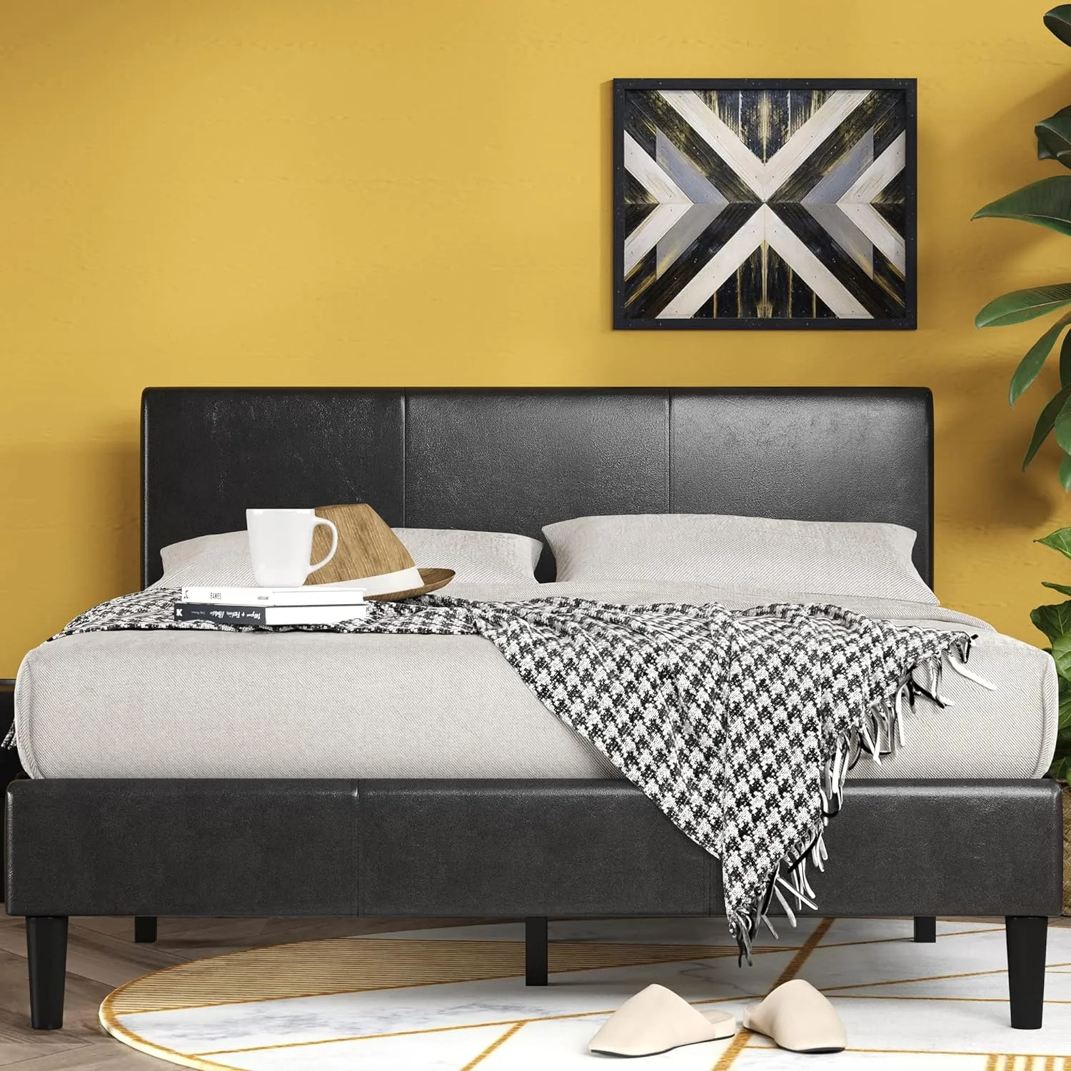 ZINUS Jade Faux Leather Upholstered Platform Bed Frame, Mattress Foundation with Wood Slat Support, No Box Spring Needed, Easy Assembly, Full