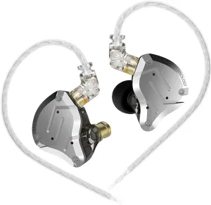 ZS10 Pro Wired Earbuds in Ear Monitor Headphones, KZ Earphone 4BA 1DD 5 Drivers Metal Headsets with Stainless Steel Faceplate, HiFi IEM for Gaming, 0.75mm 2 Pin Detachable Cable (Black, Without Mic)